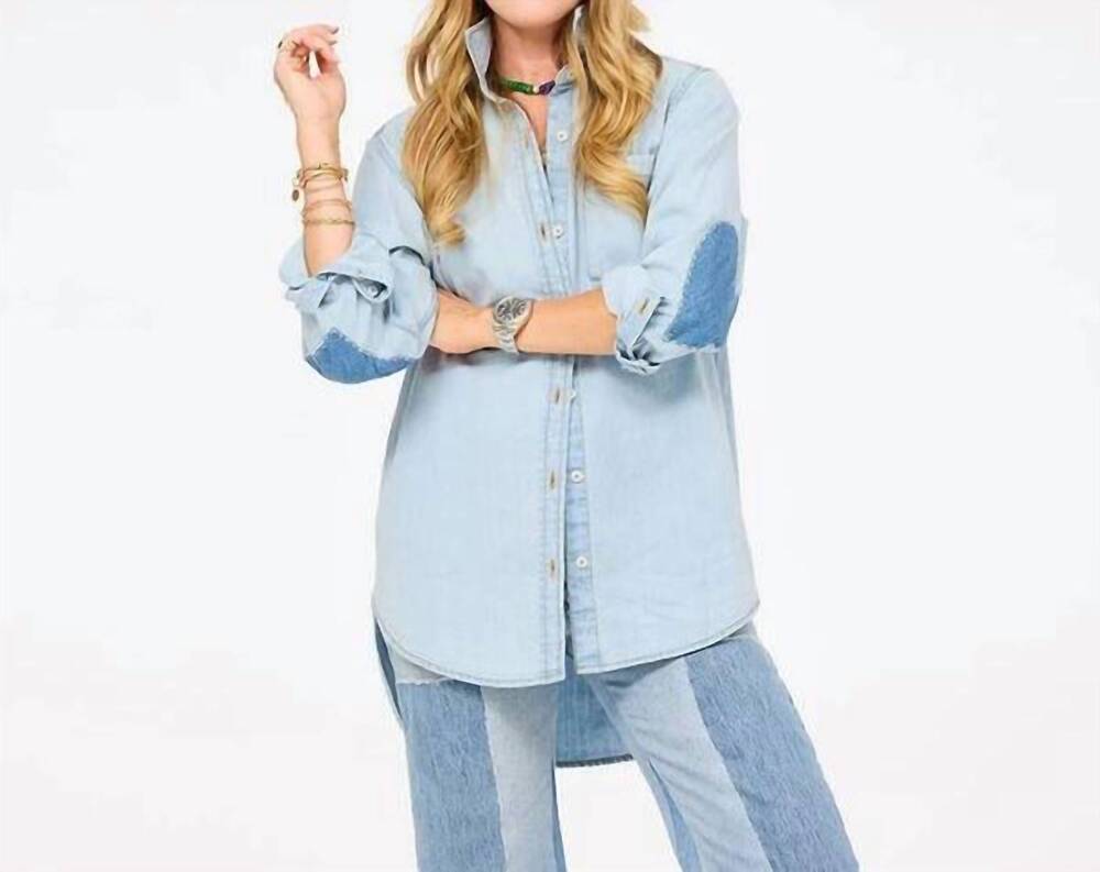 NEW KERRI ROSENTHAL mia u.s of love shirt in light wash